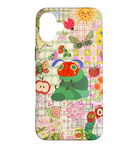 Caterpillar Fruit Bug Collage Cute Pastel Floral Patchwork Case for iPhone 16 Plus