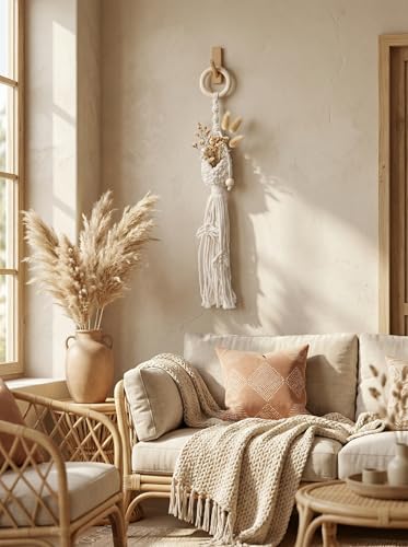 Image of JH Gallery Macrame Wall Hanging Planter, Boho Hanging Flower Pot Holder for Living Room, Bedroom and Office Decor, Decorative Flower Pot Holder for Indoor, Outdoor and Home Decor