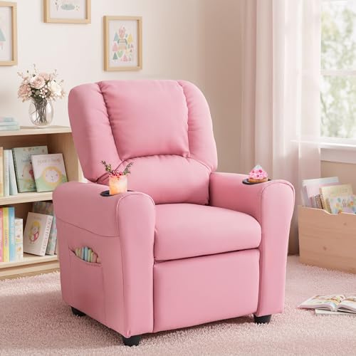 Candy Kids Reclining Chair Leather Recliner Sofa Push Back Toddler Youth Children Child Ages 1-6