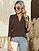 ZHENWEI Womens Coffee Polo Shirt 3/4 Sleeve Work Blouse Fashion Lapel Tops Casual Collared Tunic T-Shirts,Coffee,S