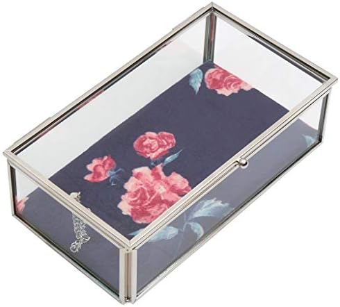 Dibor Large Mirrored Finish Glass Jewellery Trinket Box with Faux Suede Lining (BR36)