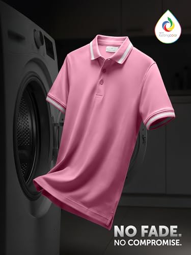 Image of XYXX Men's Apex Mercerized Cotton Striped Collar Pique Polo T-Shirt