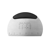 ノーブランド品 生地スクレーパーカッター ステンレス鋼ペストリーカッター ステンレス鋼生地スクレーパーヘラチョッパー 滑り止めハンドルと測定定規付き パンピザケーキ用フードカッターキッチンツール（黒）