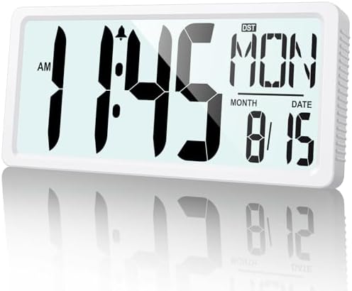 Amazon.com: XREXS Large Digital Wall Clock Battery Operated with ...