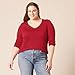 Amazon Essentials Women's Regular-Fit Lightweight Long-Sleeve V-Neck Sweater (Available in Plus Size), Red, XX-Large