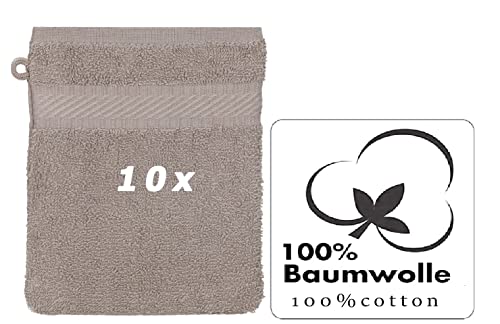 Betz 10 Piece Wash Mitt Set PALERMO 100% Cotton Size: 16 x 21 cm (stone grey), 16x21 cm - Image 3