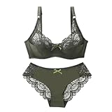ALDOLA unterwäsche Frauen Set mit bügel büstenhebe Damen Grün Damen BH-Sexy BH Mit Bügel Spitze Bauchfrei Crop Tops Bralette für Damen Soft Bras for Women (Größe:90B)