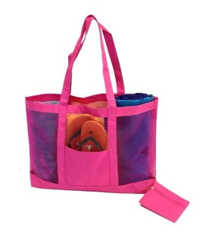 Getagadget Huge See Thru Mesh Beach Tote Bag One Size Pink Buy Online In Angola At Angola Desertcart Com Productid