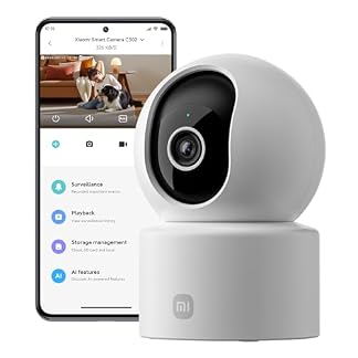 XIAOMI C302 Cámara Vigilancia WiFi Interior 2K 3MP 360°, Barrera Virtual