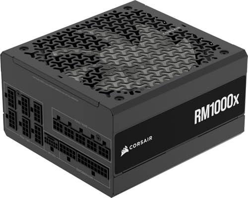 Corsair RM1000x Fuente de Alimentación ATX Totalmente Modular de Bajo Ruido – Compatible con ATX 3.1 – Compatible con PCIe 5.1 – Eficiencia Cybenetics Gold – Conector 12V–2×6 Nativo – Negro