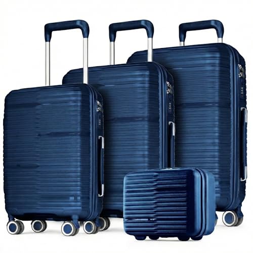 POSH Ensemble de 4 valises en polypropylène - Set Vanity-Case, Bagages Cabine, Moyenne et Grande - De Voyage avec Serrure TSA et Doubles Roues silencieuses -...