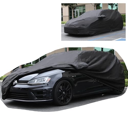 Image of All Weather Waterproof car Cover Good for rain Snow uv Protection dust Compact Hatchback Golf GTI i3 Civic Elantra Soul Versa Black