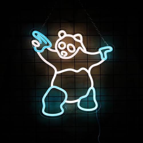 Image of Panda Neon Sign with Gun Panda Light Up Sign for Room Wall Decor, Man Cave Decor Birthday Holiday Gift