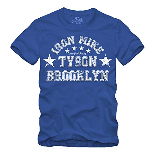 Brooklyn Iron Mike T-shirt Boxen Tyson Champ Boxclub Gym - Bleu - X-Large