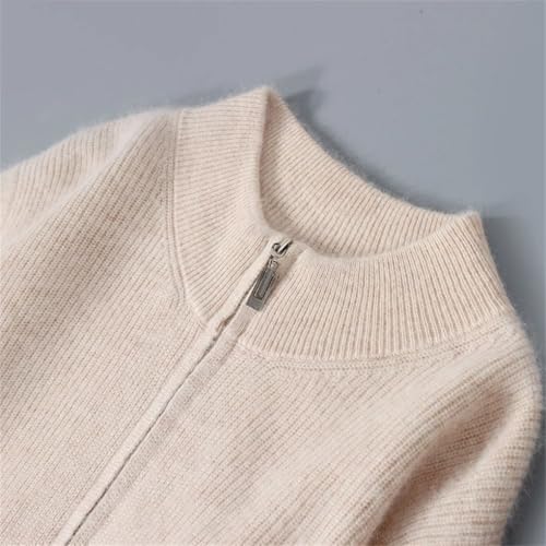 Solid Color Casual Simple Round Neck Zipper Stitching Classic Business Men's Cashmere Cardigan2