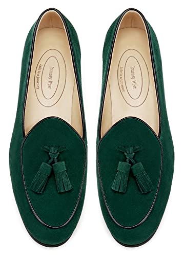 Image of Journey West Suede Tassel Loafer for Women Slip-on Belgian Penny Loafers Shoes for Women in Many Colors