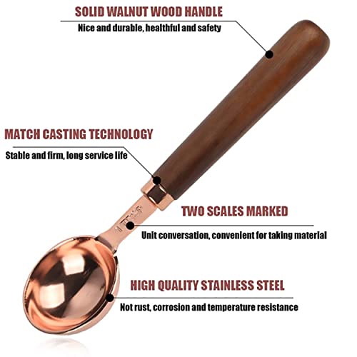 Goeielewe Set Of 4 Stainless Steel Measuring Spoons, Copper Plated Nesting Measuring Spoon Set With Walnut Wood Handle For Dry And Liquid Ingredients (Spoons Set: 1/4 1/2 1 Tsp & 1Tbsp) #TOP2