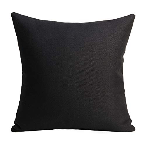 Cygnus Set Of 2 Black Linen Patchwork Faux Leather Throw Pillow Covers For Couch Living Room Bedroom, Modern Accent Decor Square Covers 18X18 Inch, Brown And Black #TOP6