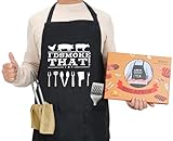 YuanDe Funny Apron for Dad – I’D Smoke That – Father’s Day BBQ Gift for Men – One Size Fits Most – Black Cooking Apron with 3 Pockets for Husband, Boyfriend