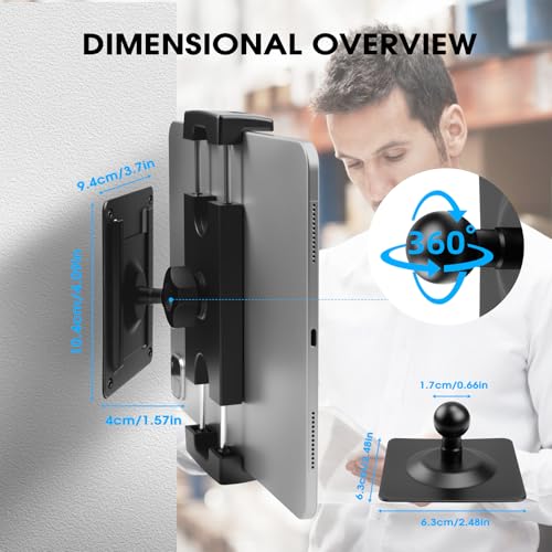 Image of Tablet /iPad Wall Mount Holder With 3*Universal Bases Easily Switch Scenario | 360 Rotating Metal Tablet Wall Mount,iPad Mini Wall Mount,4-13 iPad Pro Air /Smartphone /eReader /Kindle Fire HD /Galaxy Tab