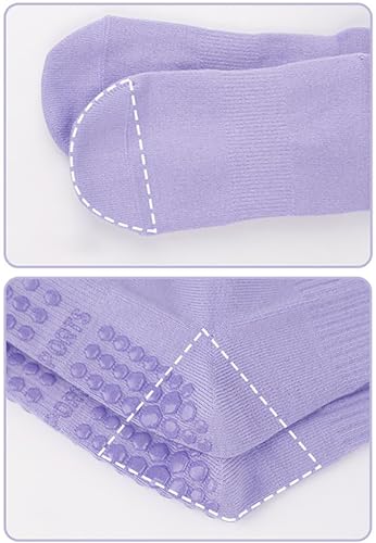 Image of Womens 4Pcs Pilates Grip Socks Non Slip Yoga Socks with Grips Barre Hospital Athletic Socks for Women