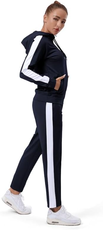 TEZO Womens Full Zip-Up Hoodie Tracksuit Set Long Sleeve Casual Jogging Suits Workout Gym 2 Piece Outfits with Pockets - Image 5
