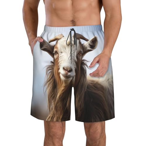 Men's Swim Trunks Quick Dry Beach Shorts Summer Bathing Suit Animal Goat Swimwear Beachwear with Pockets