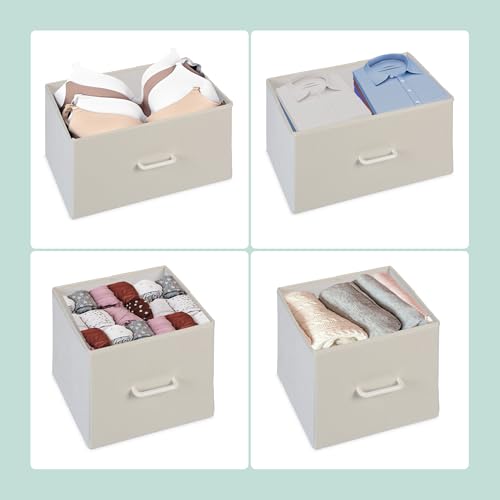 Cómoda 7 cajones Relaxdays de madera mueble beige y blanco para dormitorio 5