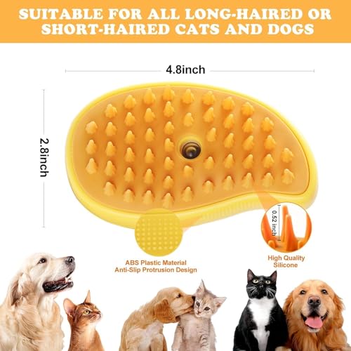 Image of bCrush Cat Steam Brush, 3 In1 Spray Cat Brush, Self Cleaning Cat Steamy Brush, Cat Steamy Brush for Massage, Steam Pet Brush for Removing Tangled and Loosse Hair (Yellow)