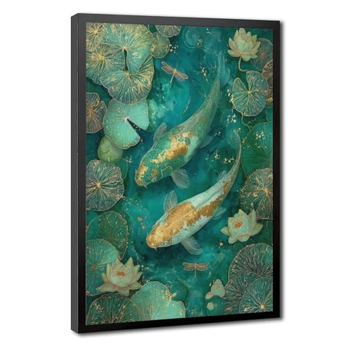 Poster Jade Koi Fish Zen 20x30cm pour salon et bureau style japonais