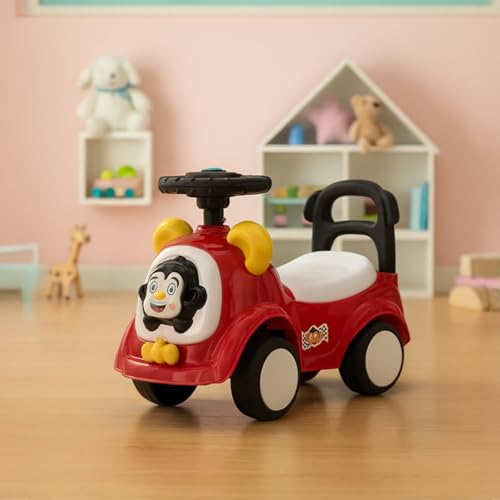 Amazon Brand - Jam & Honey Ride on & Car for Kids with Music & Horn Steering, Push Car for Baby with Backrest, Safety Guard, Under Seat Storage & Big 