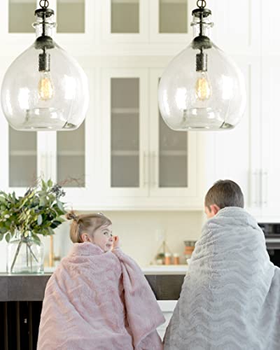 Casamotion Pendant Lighting For Kitchen Island Hand Blown Glass Pendant Lights Ceiling Hanging Light Fixtures Vintage Farmhouse Dining Roomtable Hallway Enrtyway Globe Recycled Clear 11 “Inch Diam #TOP1