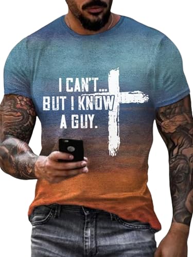 Generic I Can't but I Know a Guy Jesus T-Shirt for Men Funny Christian T-Shirts for Men Short Sleeve Tops, XX-Large
