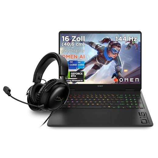 OMEN Gaming Laptop, 16 Zoll 2K WUXGA Display, 144Hz, Intel Core Ultra 7 255H, NVIDIA GeForce RTX 5060, 24GB RAM, 1TB SSD, Win 11, RGB-QWERTZ, Shadow Black, 3 Monate GamePass + HyperX Cloud III Headset