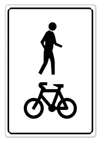 Person & Bike Symbol Aluminum Tin Sign 12"x8" For Cyclists, Pedestrians - Home Kitchen Wall Decor