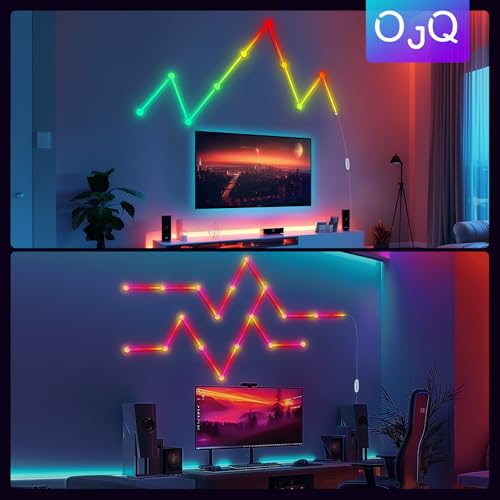 Image of OJQ 6 Pack Smart RGB LED Wall Lights - Hexagon Lights Smart APP Game Room with Music Sync DIY Dimmable Hexagon Shape Panels Hexagon Lights for Gaming Room TV Bedroom Children Room
