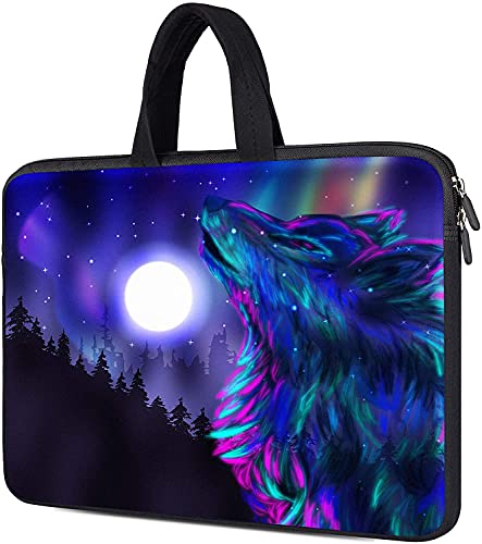 17.3 inch Laptop Case Neoprene Briefcase Sleeve for Dell Alienware M17 Gaming Laptop,HP OMEN 17,Acer Predator 17.3 Gaming Laptop,ASUS TUF Gaming 17.3 Laptop Carrying Case with Handle, Colorful Wolf