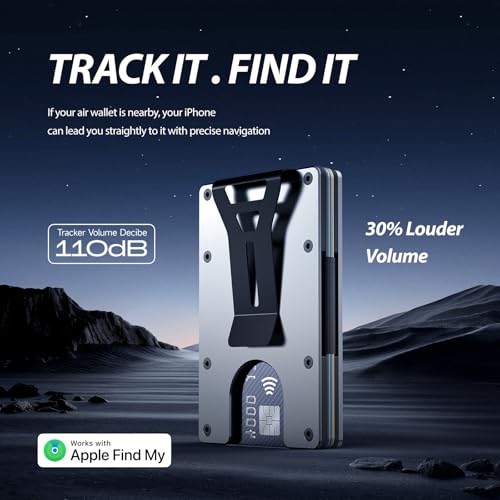 Air Wallet Minimalist Wallet With Built In Airtag Chip, Rfid Blocking Credit Card Holder, Slim Wallet For Men, Compatible With Apple Find My Ios Only,Trackable Wallet (Gray)3