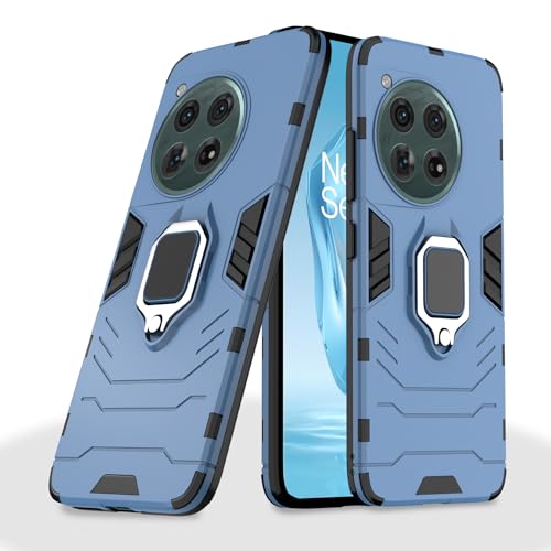 Image of Pikkme OnePlus 12 5G Back Cover | D5 Tough Armor Bumper | 360 Protection Case | Ring Holder Stand Case for OnePlus 12 5G (Blue)