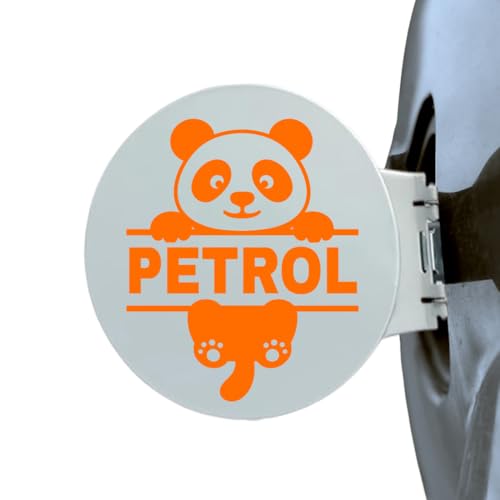 Image of Panda Petrol Sticker for Car - Waterproof Vinyl Fuel Tank Decal, Cute Cartoon Animal Petrol Cap Decoration, Durable & Easy to Apply (Orange)