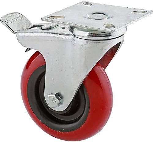 Steelex D2610 - Rueda giratoria para placa de poliuretano de doble bloqueo de 4 pulgadas, 275 libras, color rojo
