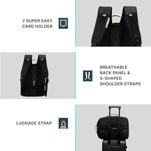 Image of F Gear Lucerne Black 41L Expandable Tech Travel Laptop Backpack|180 Full-Open Laptop Bag|Up to 17-Inch Laptop|Dual Carry Design, USB Charging Port, Luggage Strap|Lightweight Travel Overnighter