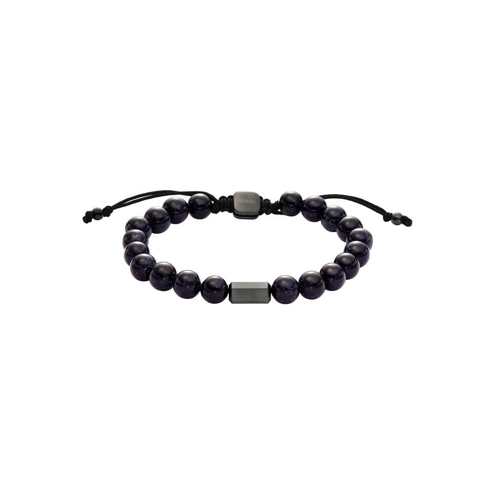 Fossil Herren-Edelstahl-Perlenarmband mit Schieberverschluss