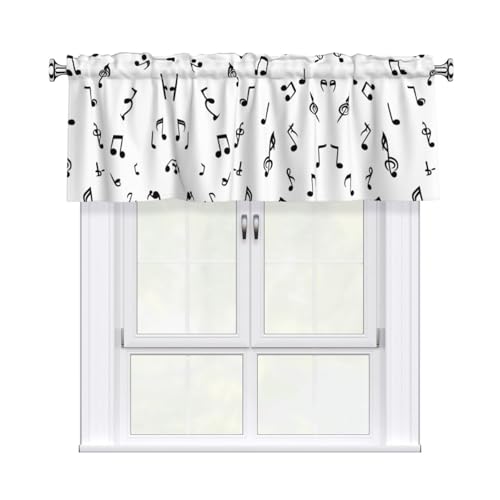 MROWYC Cortinas cortas decorativas estampadas con notas musicales, cenefas cortas adecuadas para sala de estar, dormitorio, cuarto de lavado