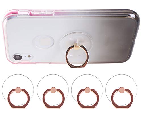ARASO Transparent Cellphone Ring Stand Holder - 360 Degree Rotation Cell Phone Ring Holder Finger Grip for iPhone Xs, Ga;axy S9 Plus Note 9 (Round Gold 4Pcs)