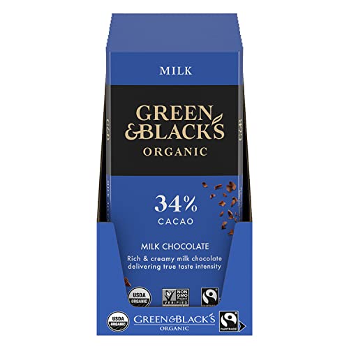 Green & Black's Organic Milk Chocolate Bar, 34% Cacao, 10 - 3.17 Oz Packs #TOP9