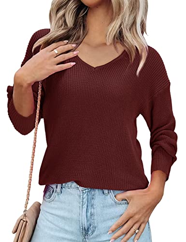 Image of II ININ Women's Fall Sweater 2024 Long Sleeve Tops Fashion Outfits Trendy Casual V Neck Oversized Pullover Sweaters