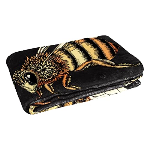 Couverture chaude et douce lit 150x100 cm imprimé abeilles