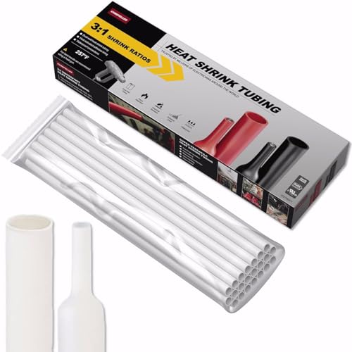 CUBEFELLER® 5/16 Inch (7.9mm) 20 Ft Waterproof Heat Shrink Tubing,UL Listed,3:1 Marine Grade Adhesive Lined Heatshrink Tube,Insulation Sealing Oil-Proof Wear-Resistant,White (6.1M Total Length),E2079W