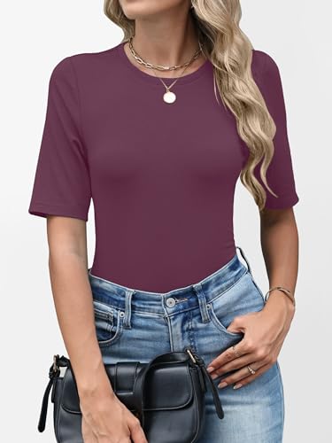 Image of ANRABESS Womens Half Sleeve Tops Crewneck Shirts Basic Fit Work Tee